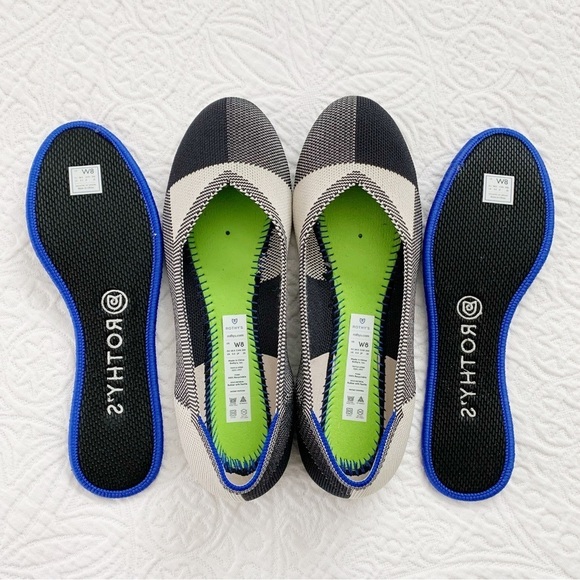 Rothy's Women's The Captoe Flat, Black / White Colorblock (Sz 8) - Picture 7 of 11